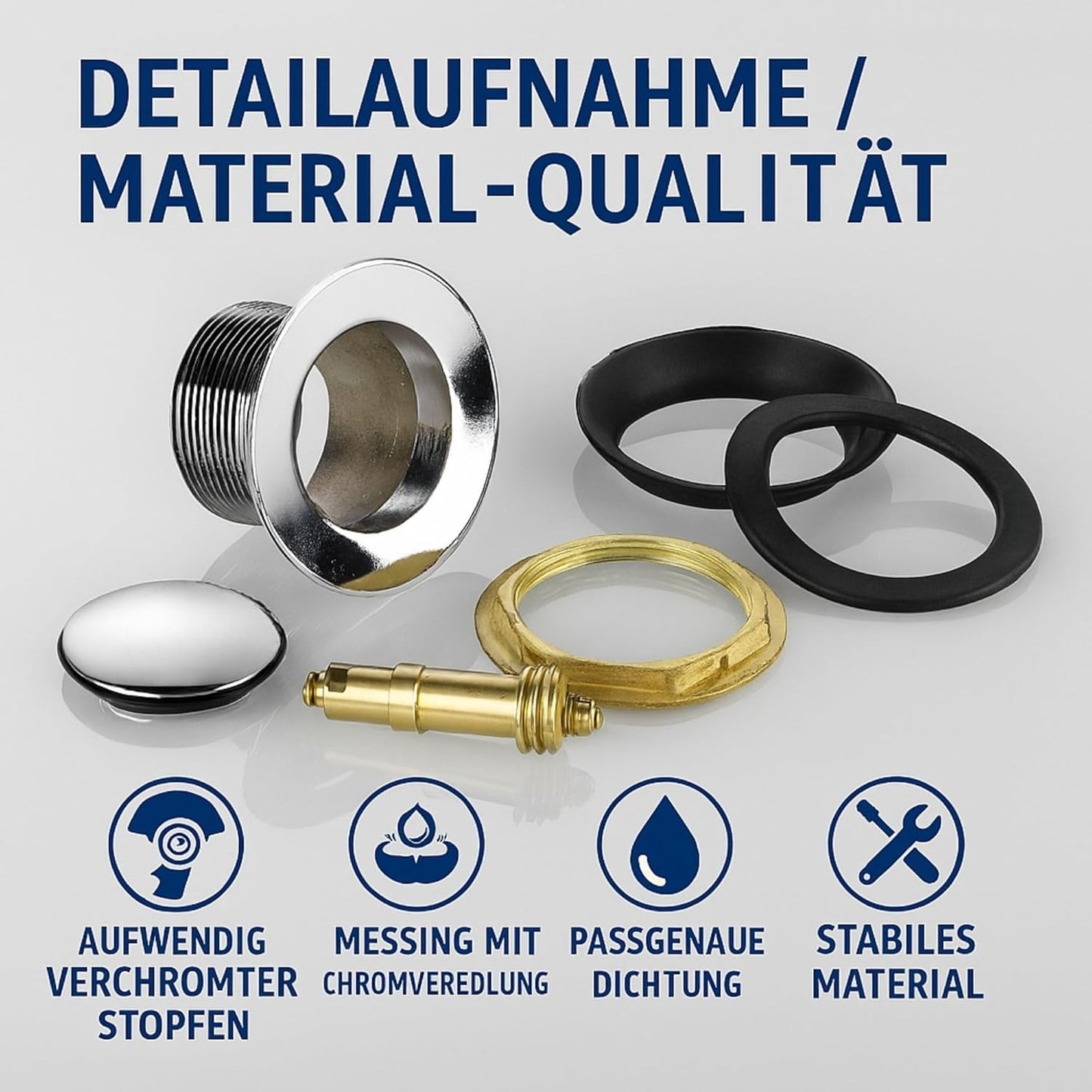 Ablaufgarnitur für Badewanne/Duschwanne Click Clack Ventil, Small Cap