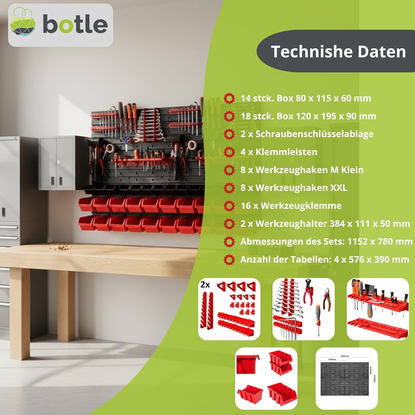 32-teiliges Werkzeugwand-Set Mix 15, Itbnn600x4-u2020-mix15