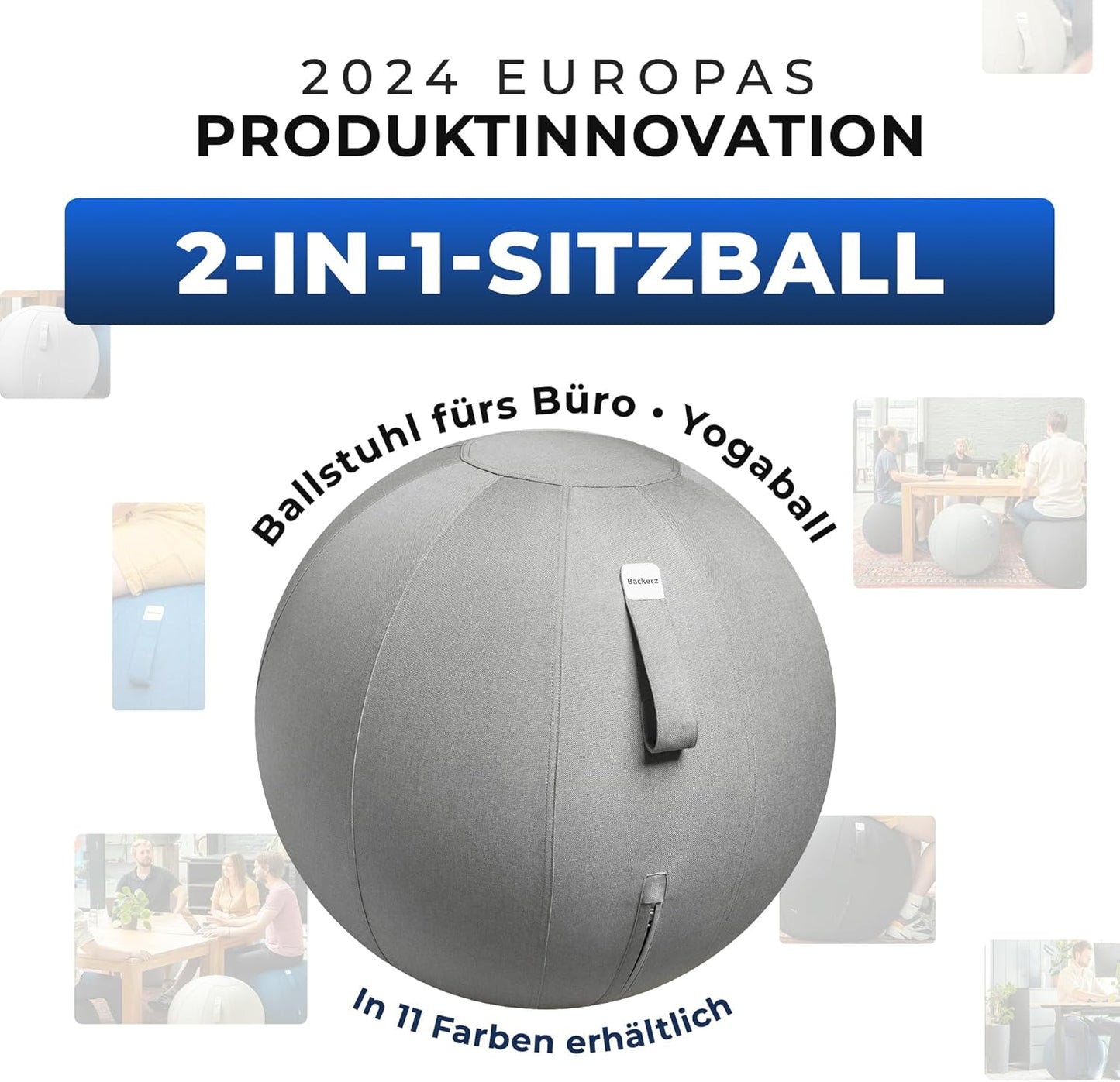 Ergonomischer Sitzball für Büro und Heimbüro (55 cm), 55 cm Light Gray