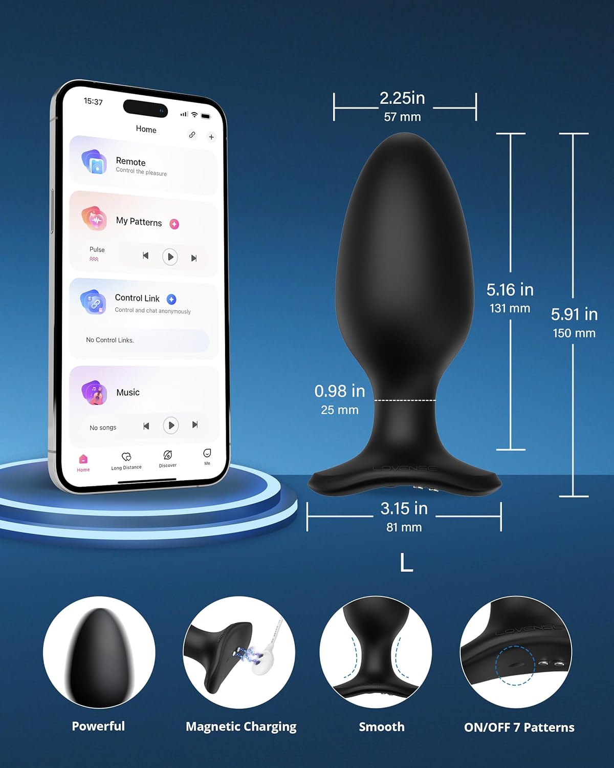 Hush 2 Analvibrator mit App-Steuerung, Hush2-57mm