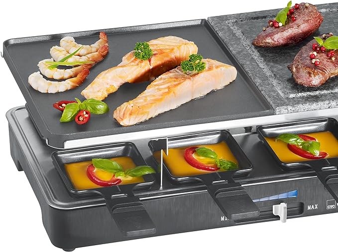 Raclettegrill RG 3518, Raclette mit heissem Stein + Grillplatte