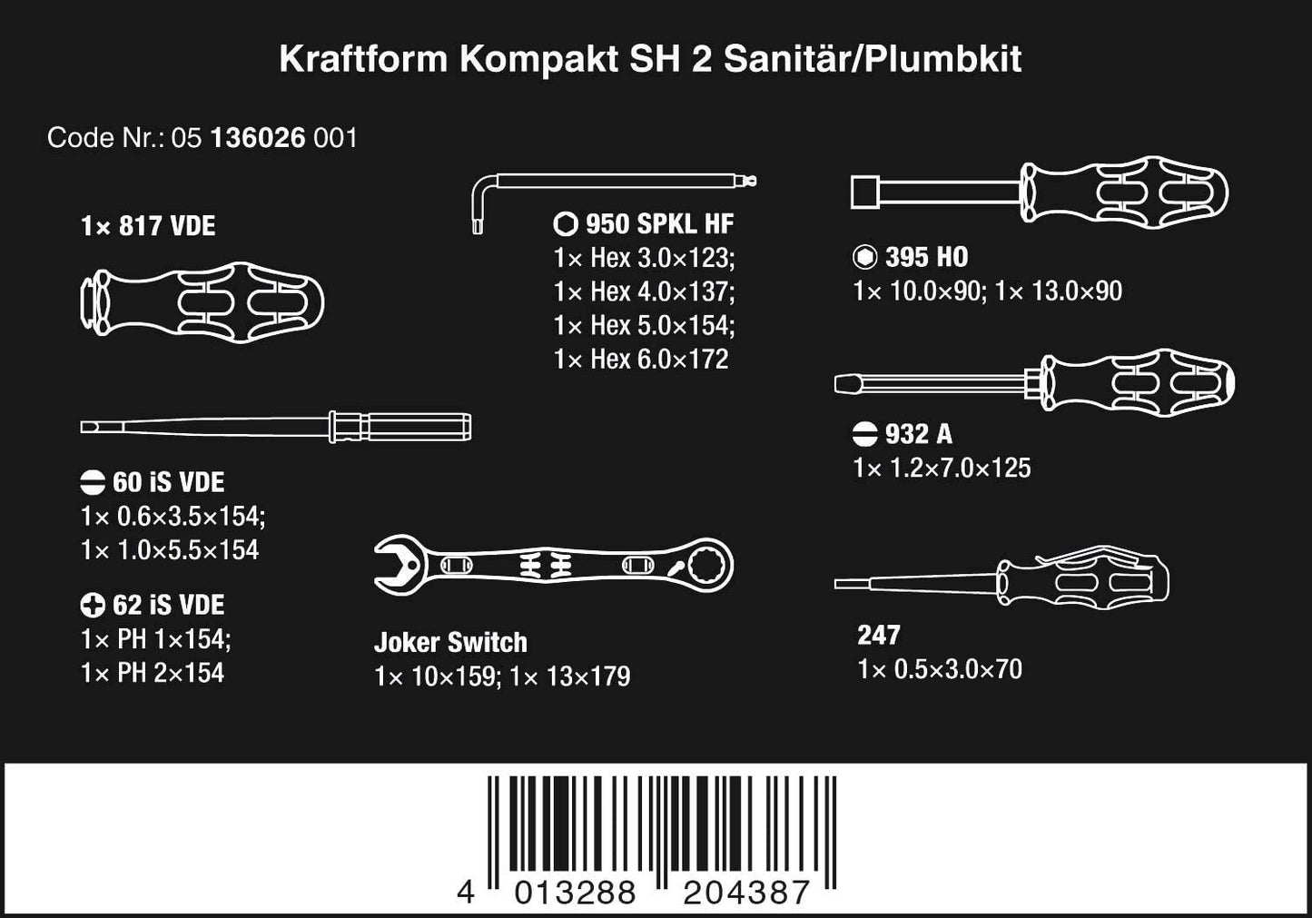 Kraftform Kompakt SH 2 Sanitär / Heizung / Plumbkit, 15-teilig, Werkzeug-Set