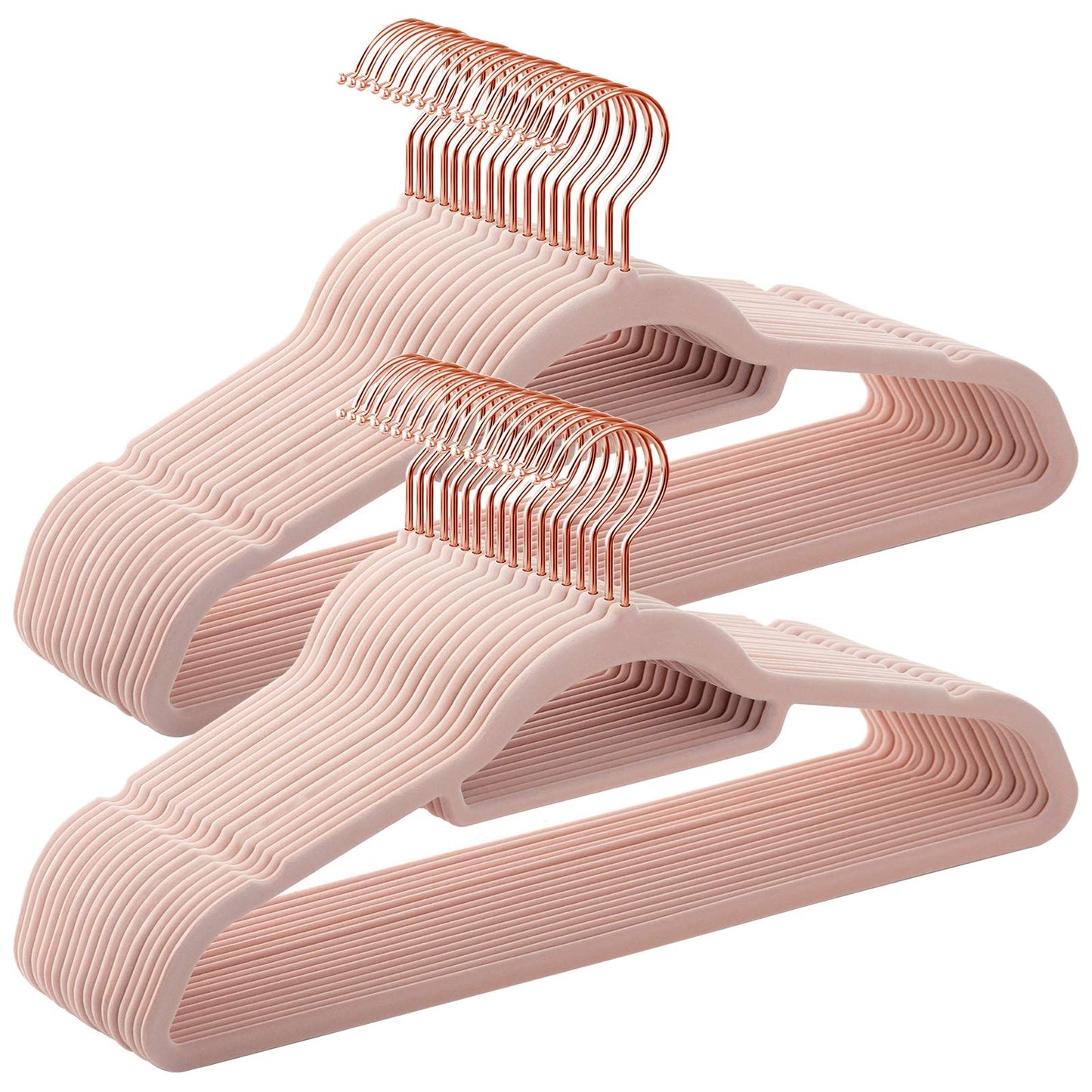Kunststoffkleiderbügel, Kunststoffkleiderbügel, Roségold + Hellrosa, 50 Stück