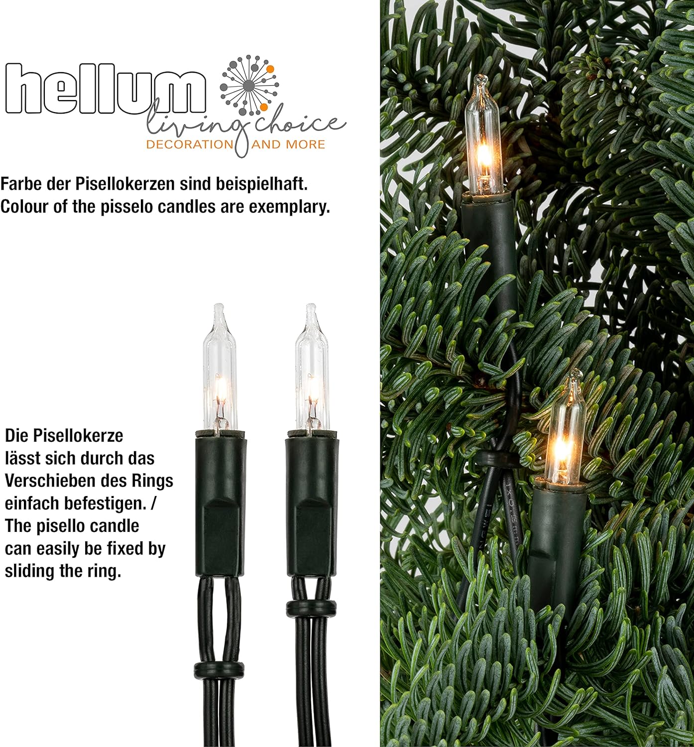 Pisello Mini 839012, Warmweiss / Schaft Grün / 100 Lichter / beleuchtet 1485 cm