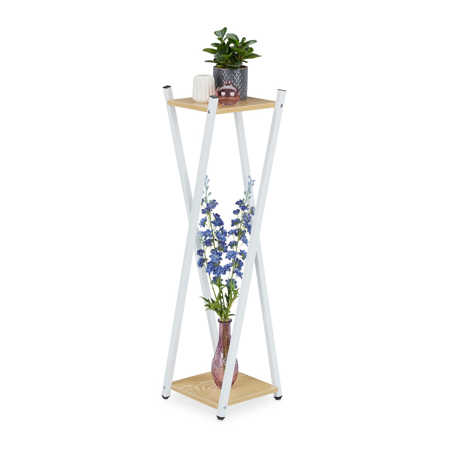 Blumenständer, Weiss/Hellbraun