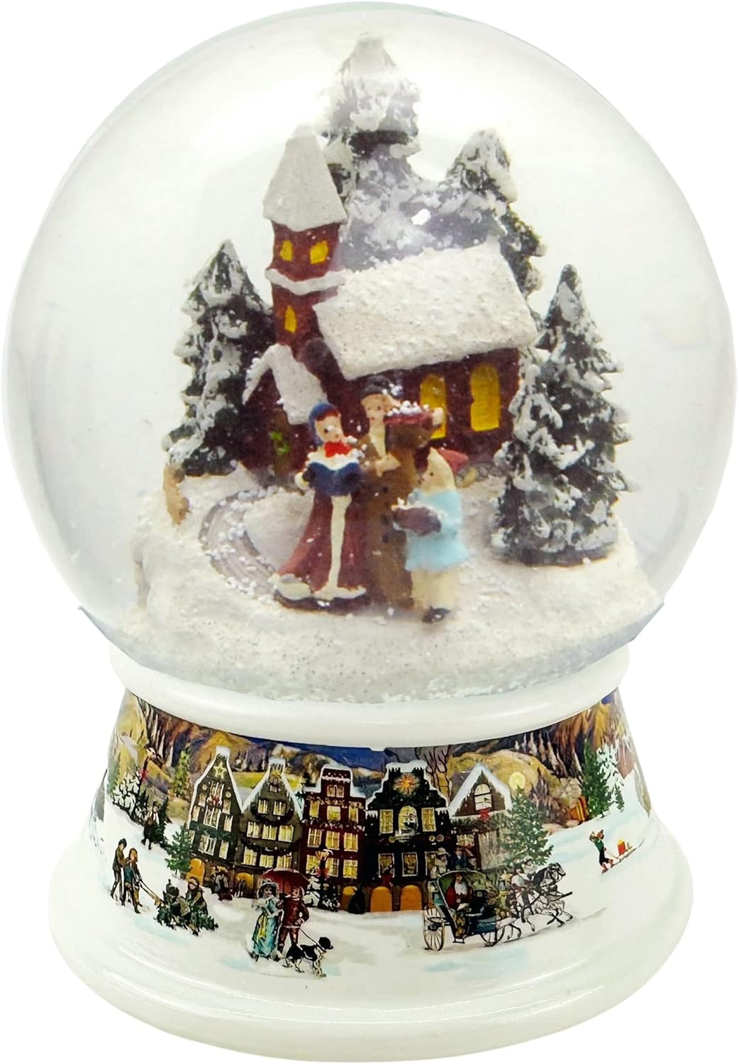 Nostalgie-Schneekugel, Winterlandschaft Ocker Rand