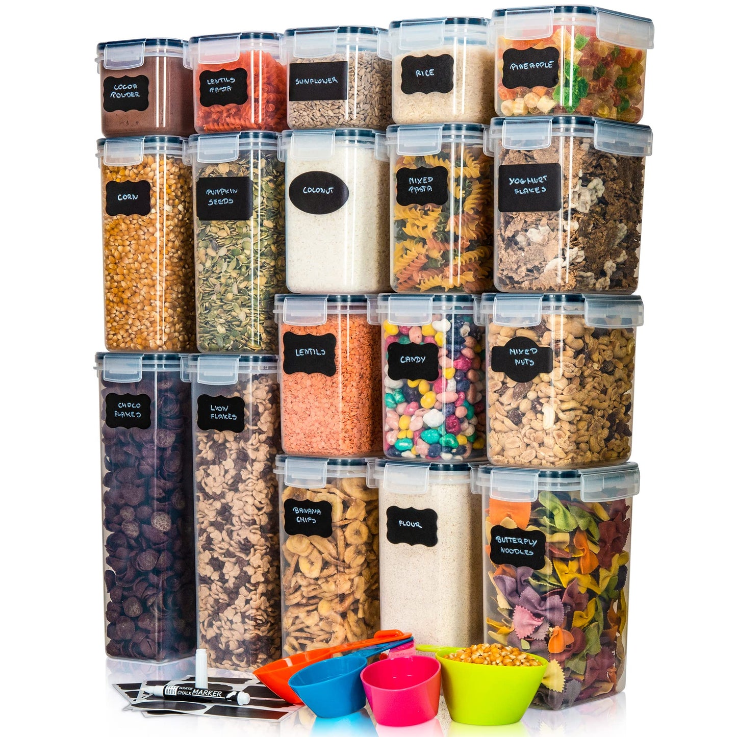 Vorratsdosen-Set mit Deckel, 18 Set Schwarz, 4 Grössen