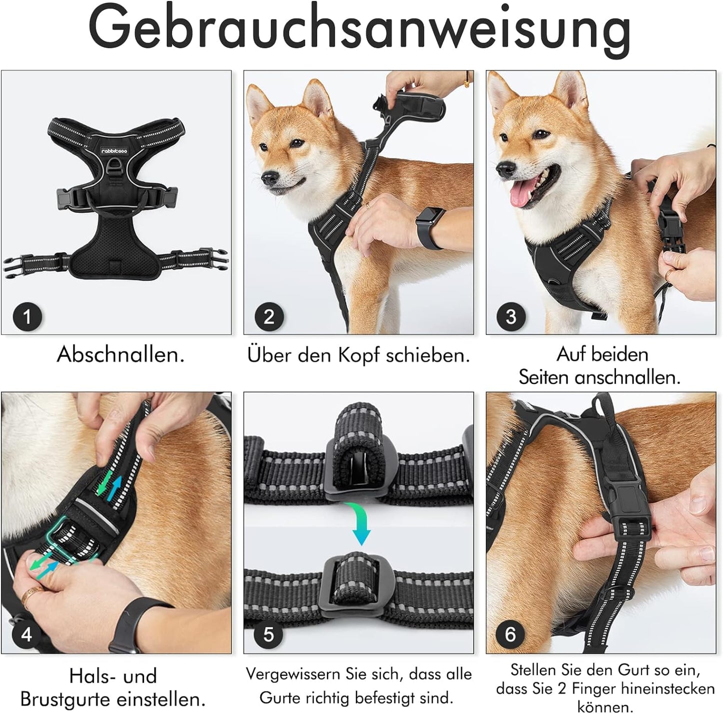 No-Pull Hundegeschirr, L (1er Pack) Schwarz