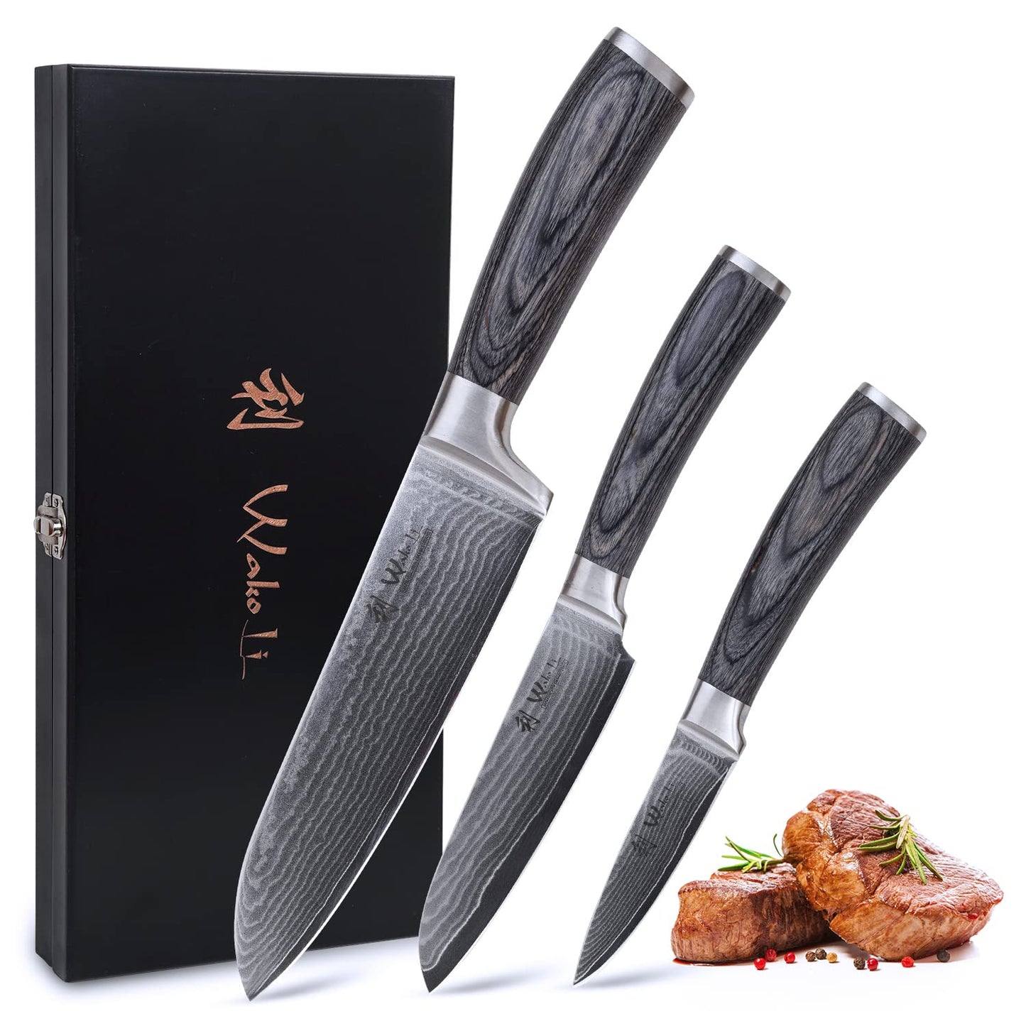 Damastmesser-Set, 3er Set EDIS Serie