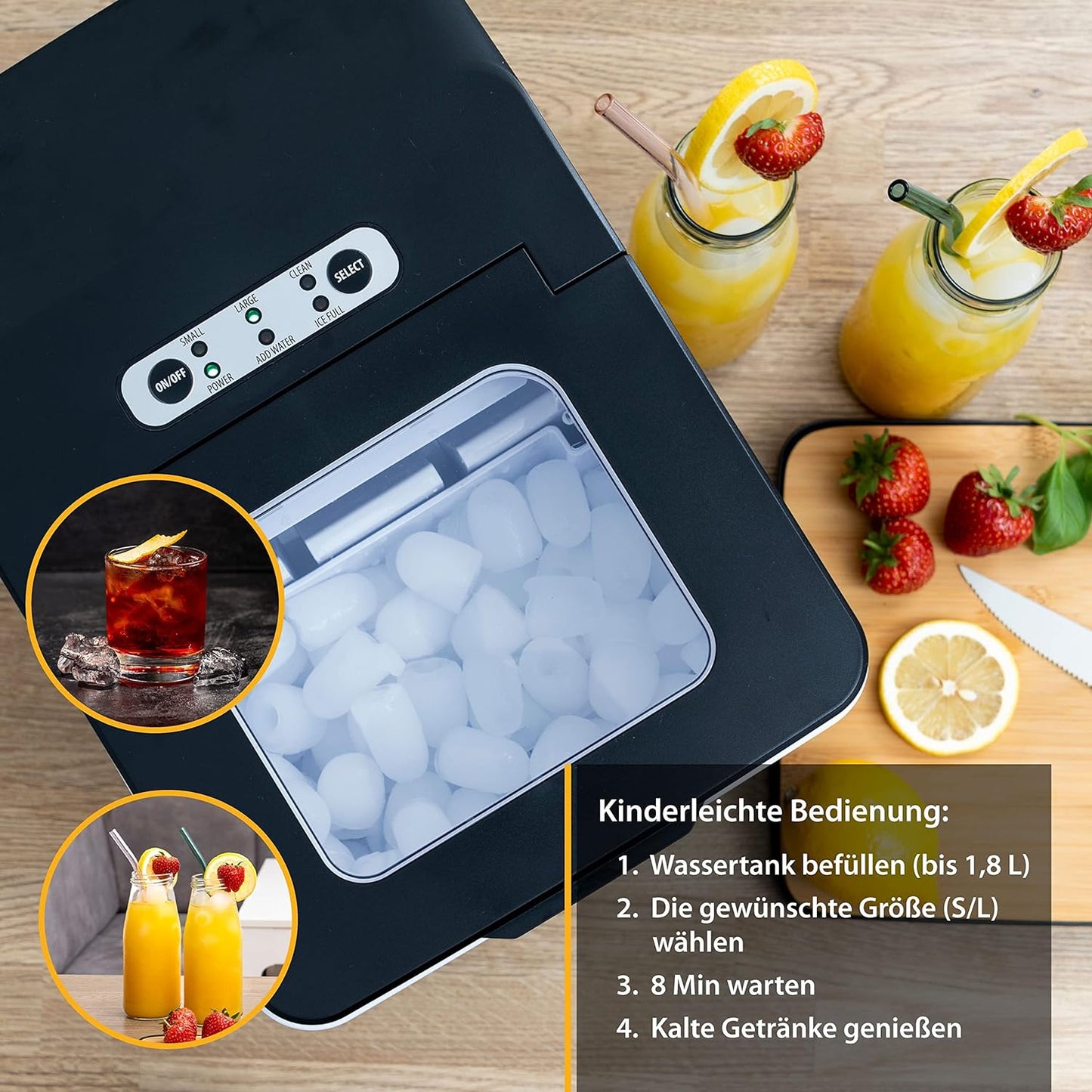 Eiswürfelmaschine, Schwarz