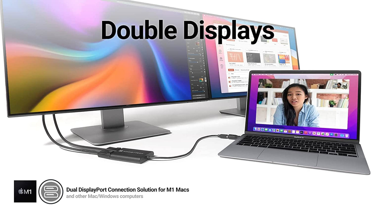 USB DisplayLink Adapter, USB-A Stecker > Dual 4K DisplayPort
