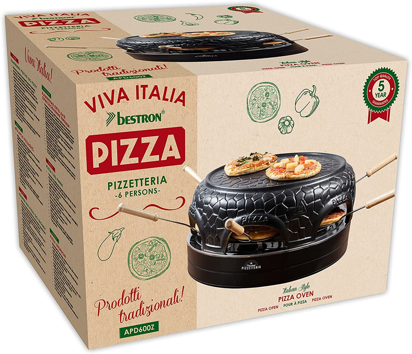 Pizzetteria APD600Z, Pizzaofen, 6 Personen