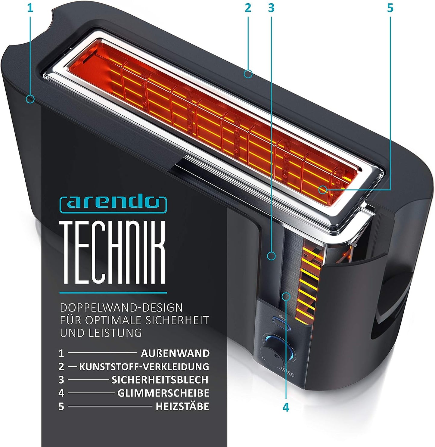 Langschlitz-Toaster, A: Schwarz Matt