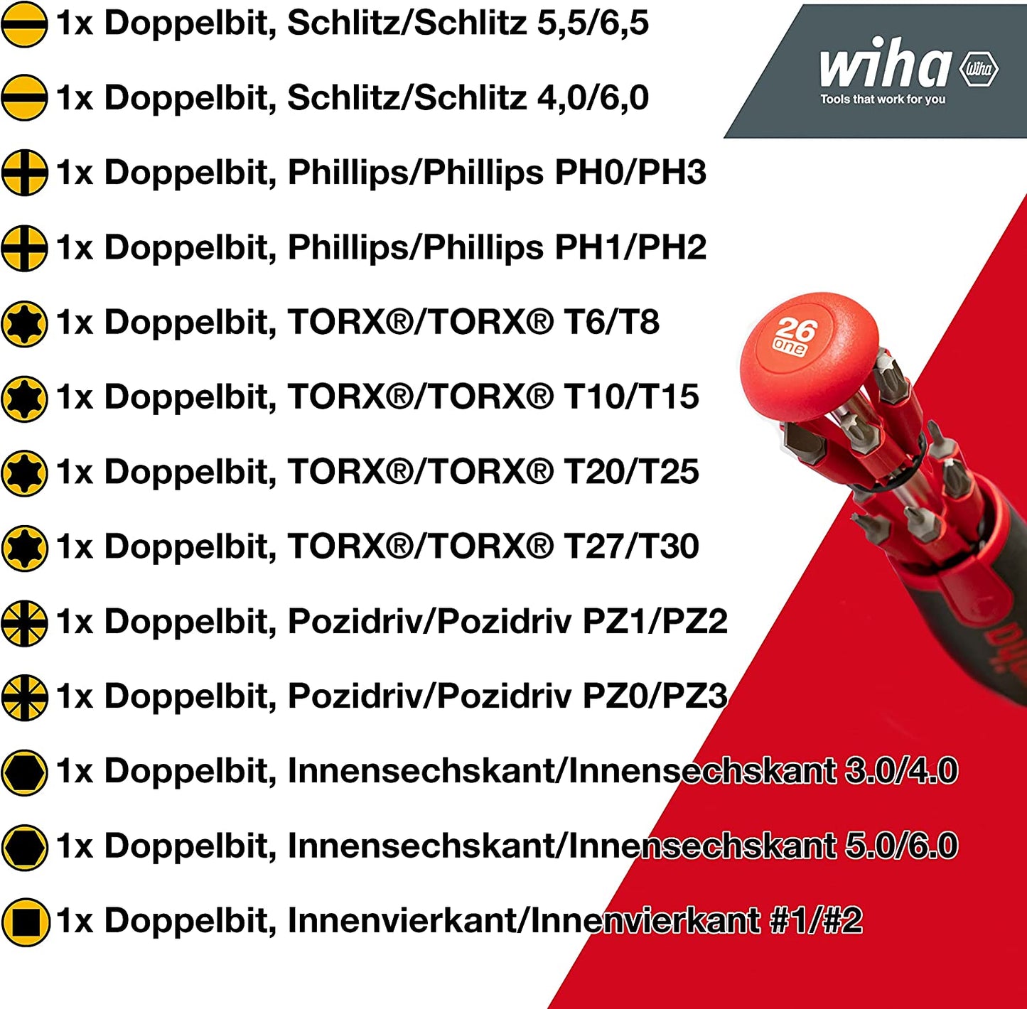 Schraubendreher mit Bit Magazin LiftUp 26one