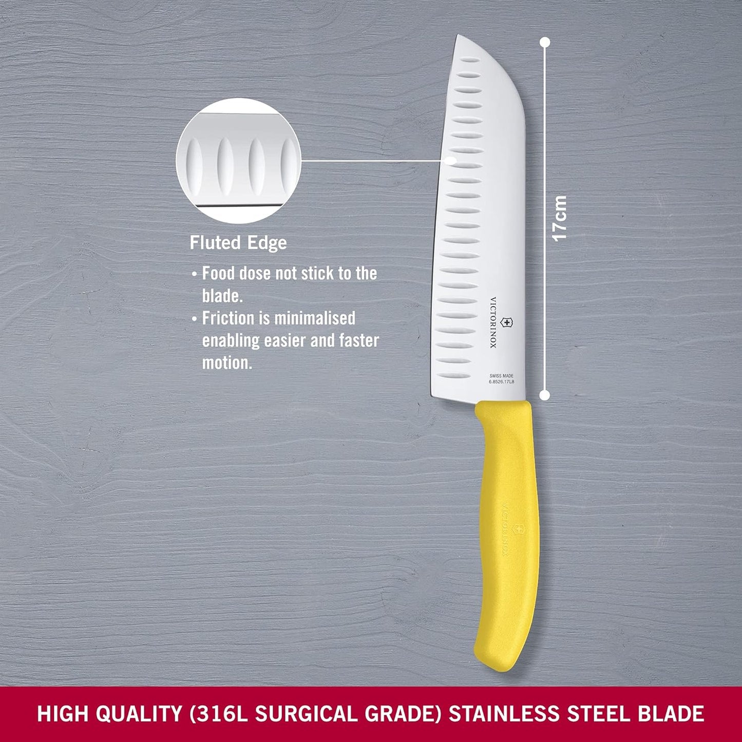 Swiss Classic Profi Santokumesser, Gelb|Blister-Verpackung