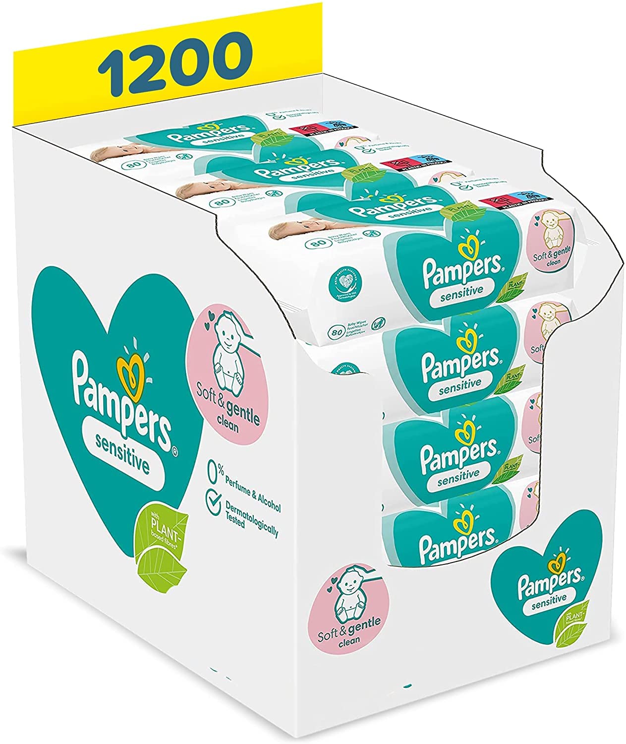 1200 Stück Sensitive Baby Feuchttücher, 1 stück (1200er Pack)