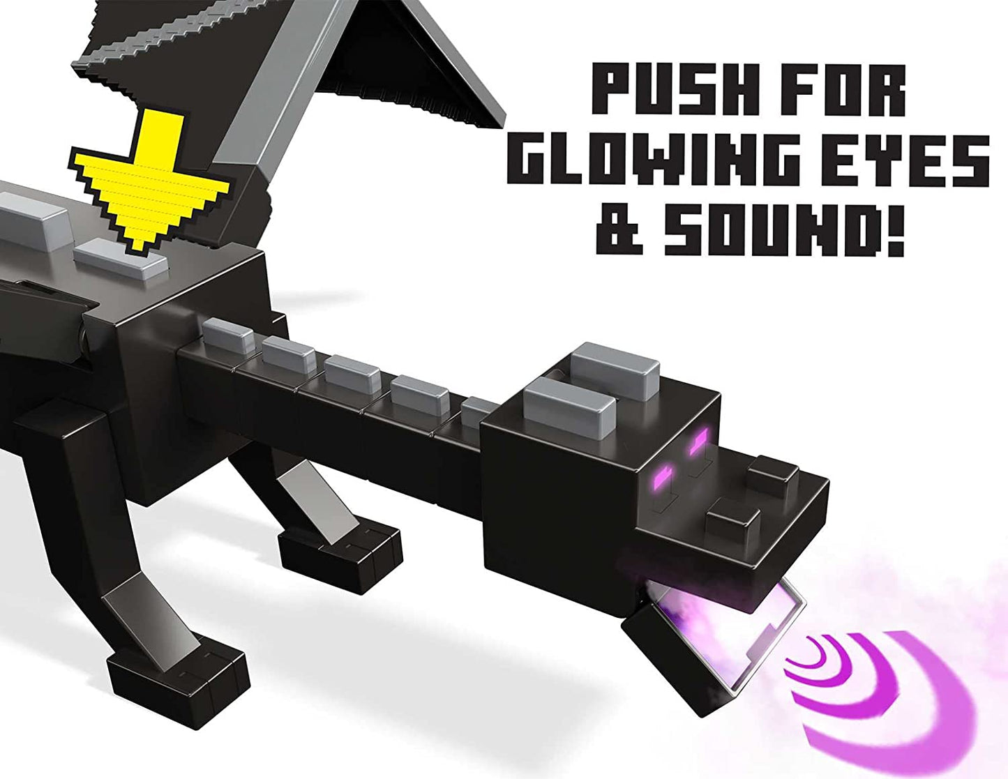 Minecraft Enderdrache, 50 cm gross, und Steve-Figur mit Farbwechseleffekt, Spielfigur
