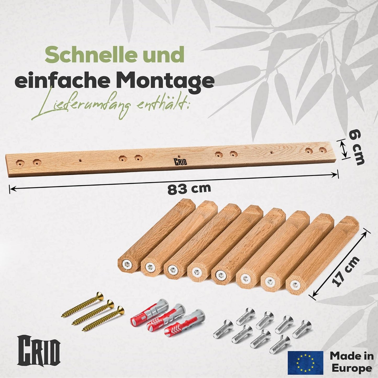 Skihalterung für 4 Paar Ski, Skihalterung für 4 Paar Ski aus Holz