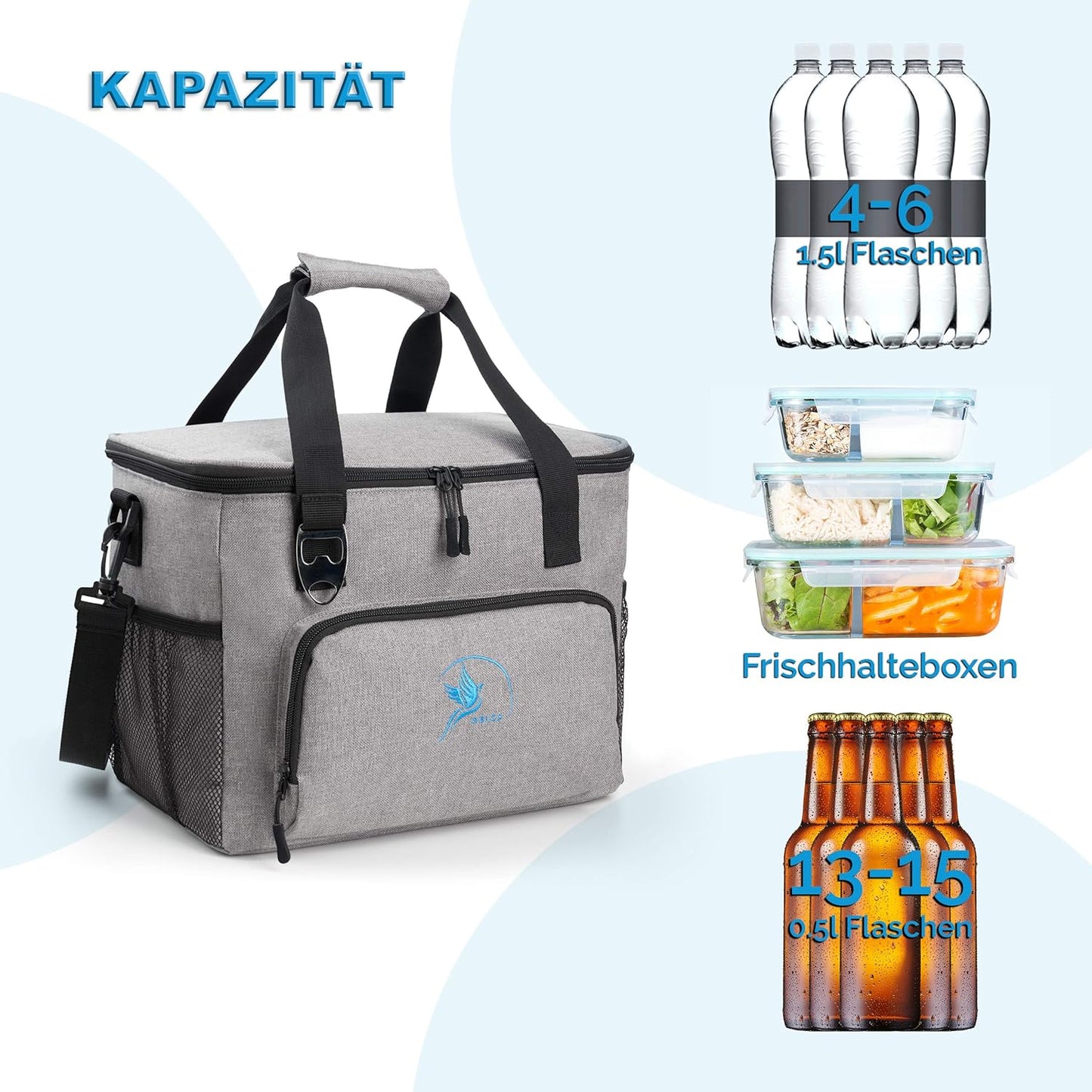 Kühltasche, 20 Liter, Grau