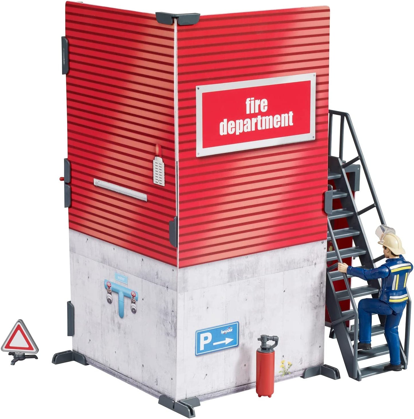 bworld Feuerwehrstation mit Feuerwehrmann, Kulisse