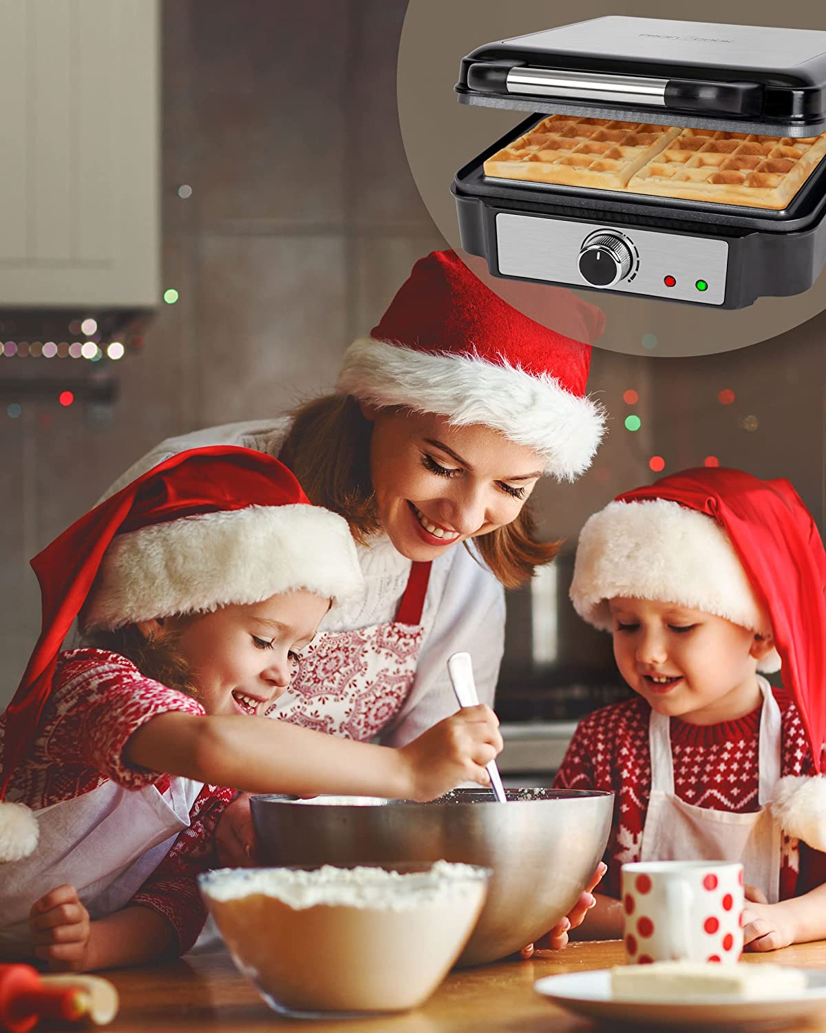 Waffelautomat PC-WA 1241, Waffeleisen, 4 Backflächen