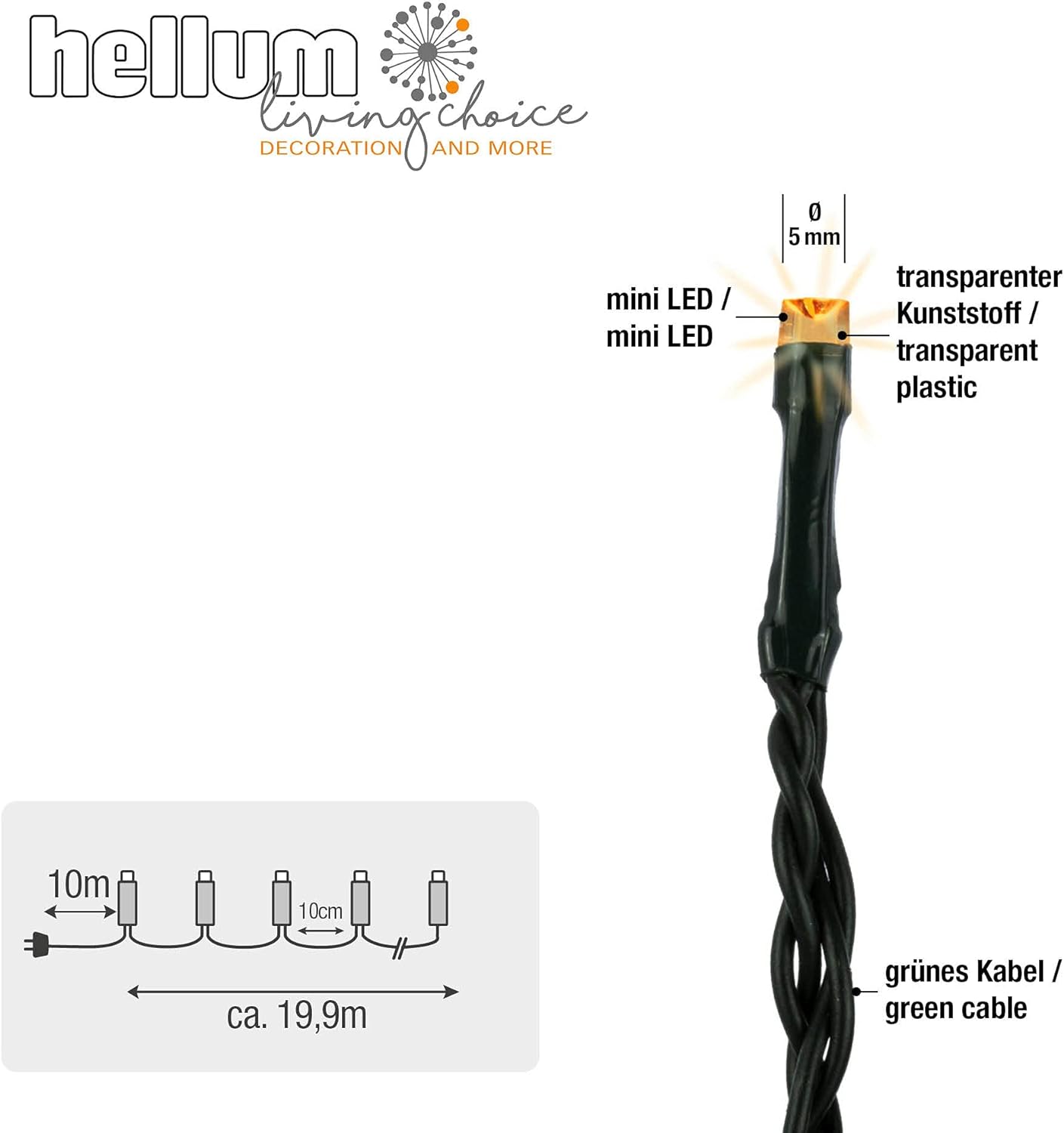 LED Lichterkette Aussen 576696, Klassisch Warmweiss; 200 LED/19.9m beleuchtet