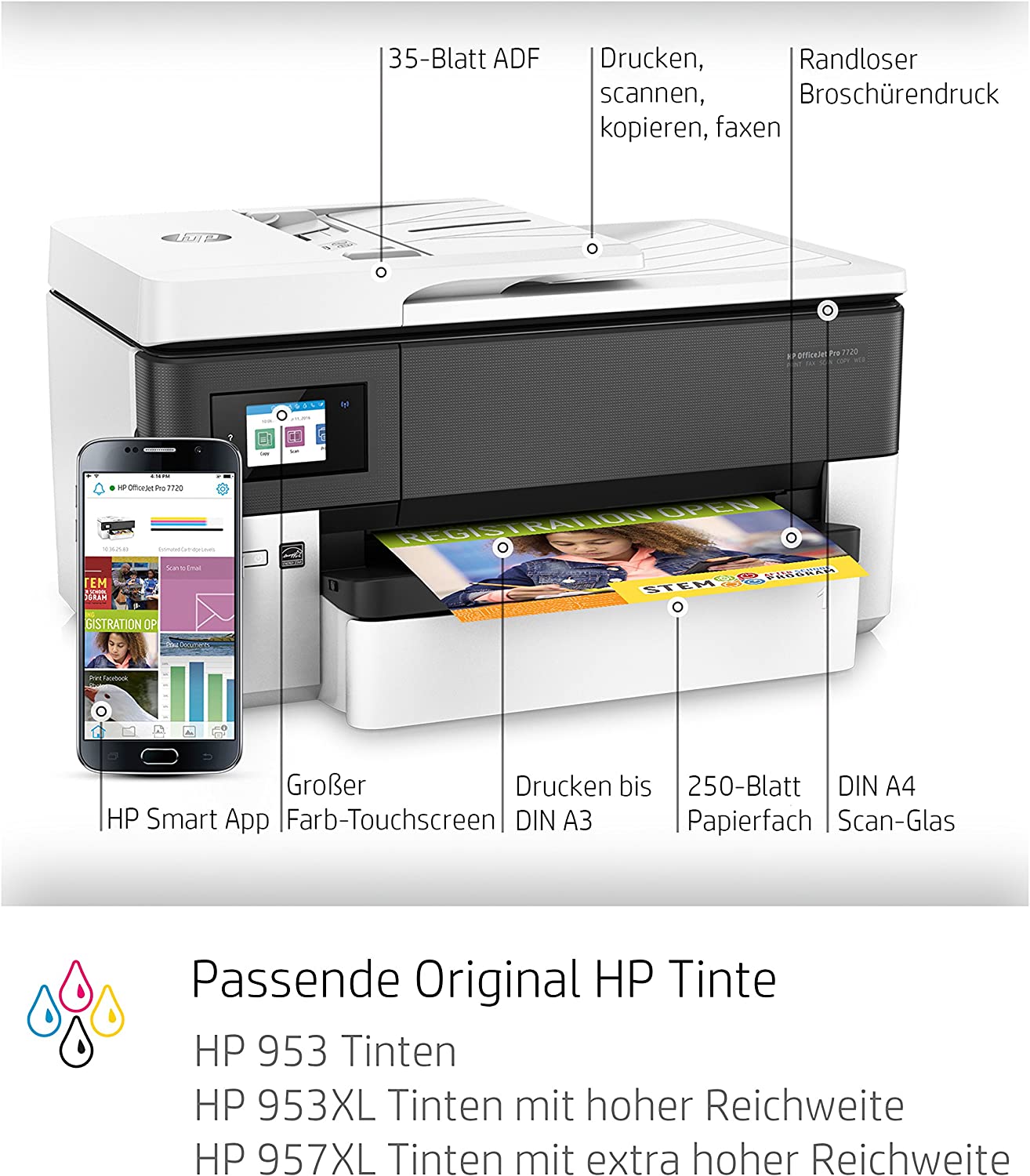 Officejet Pro 7720 Wide Format All-in-One, Multifunktionsdrucker