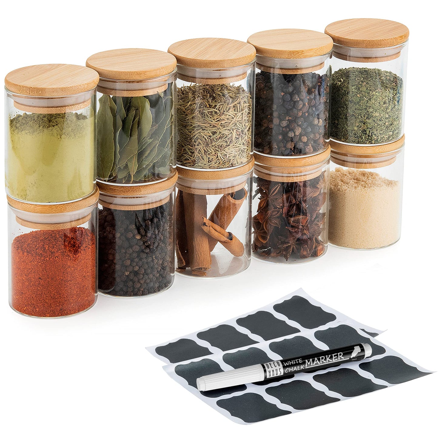 Gewürzgläser-Set mit Deckel, 10 Set Rund