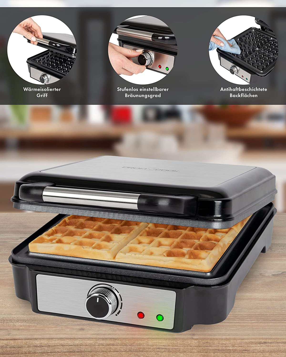Waffelautomat PC-WA 1241, Waffeleisen, 4 Backflächen