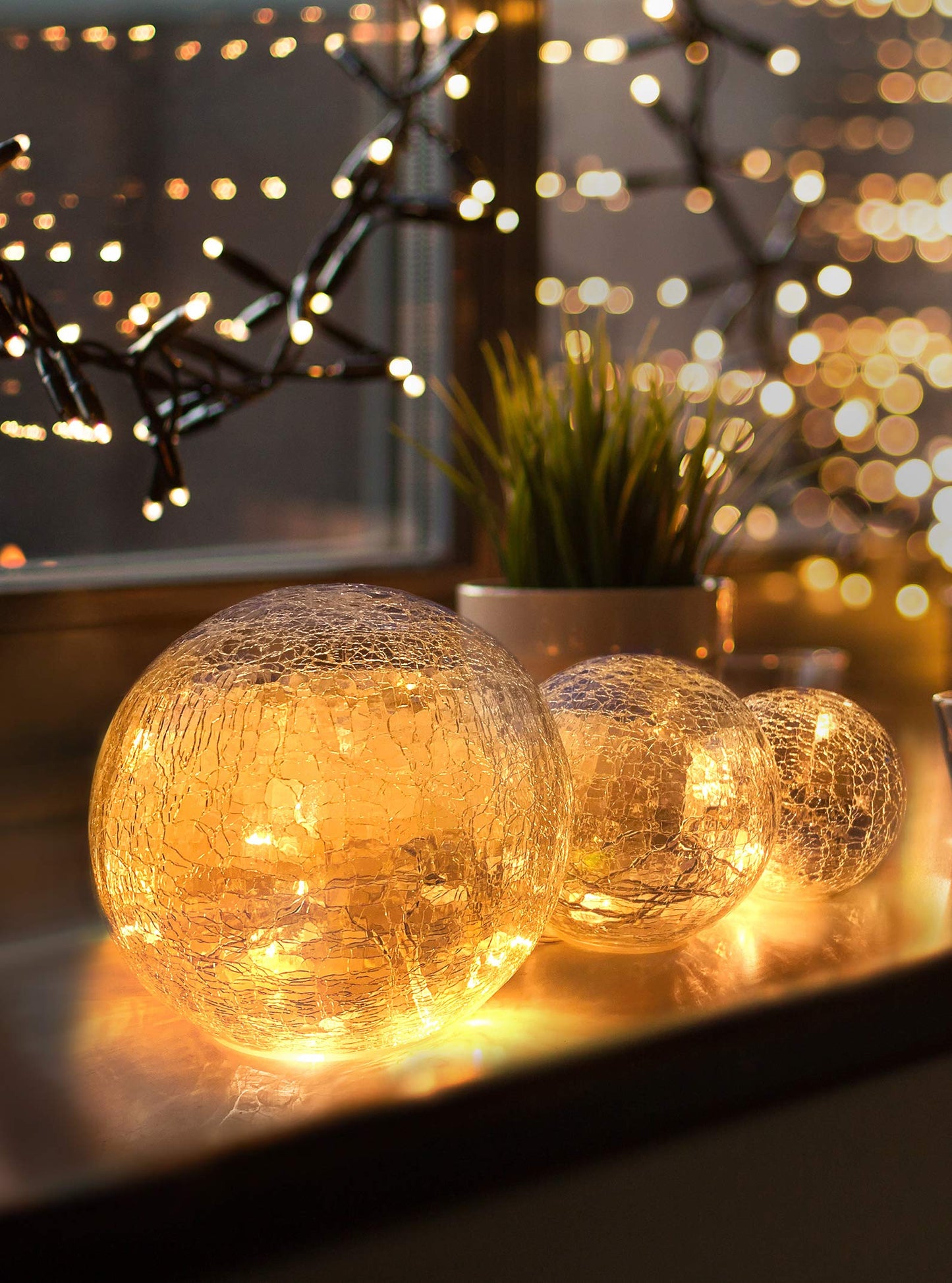 LED Glaskugeln 3er Set