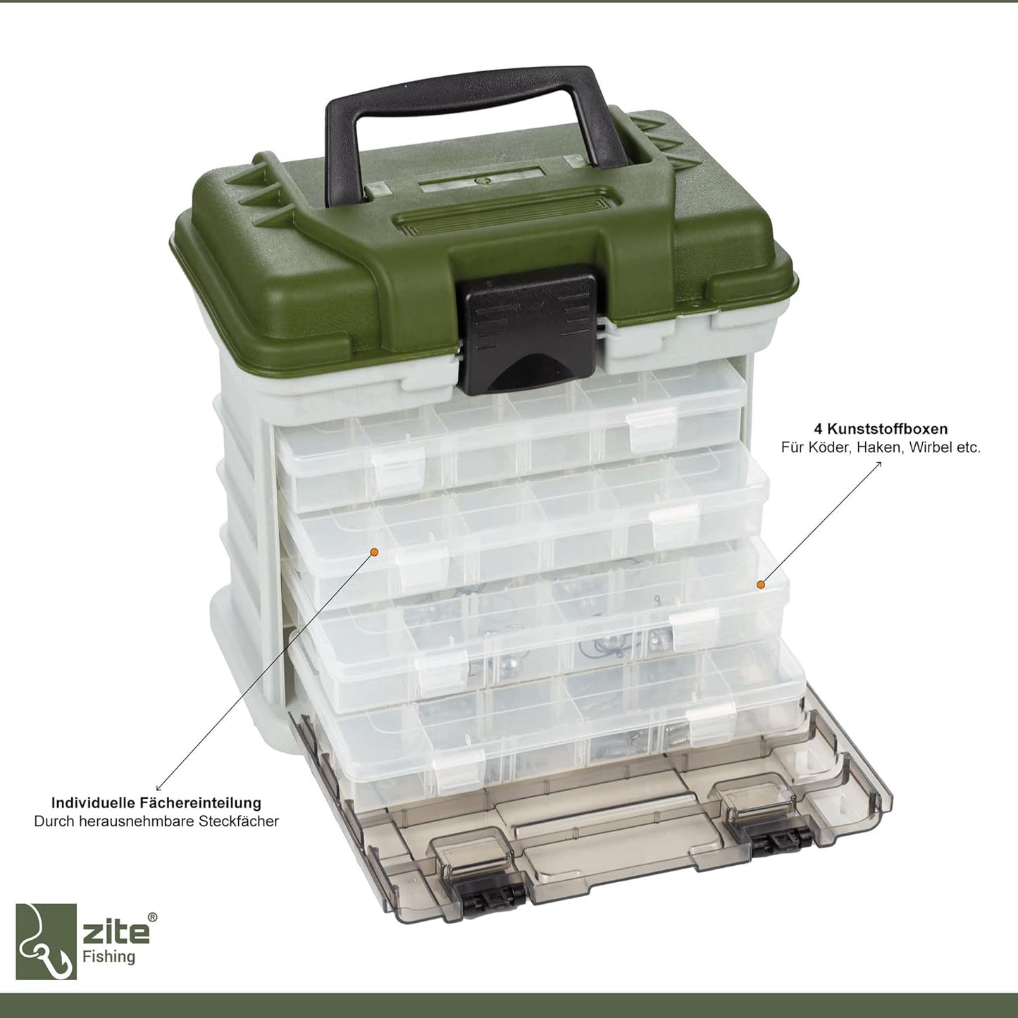 Fishing Angelkoffer mit 4 Tackleboxen