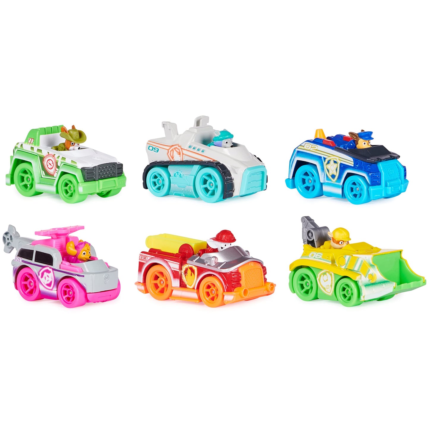 Paw Patrol True Metal Neon Fahrzeuge 6er-Geschenkset, Spielfahrzeug