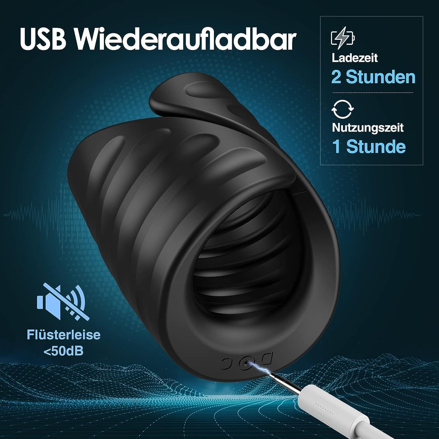 Elektrischer Masturbator, 1-Samtschwarz