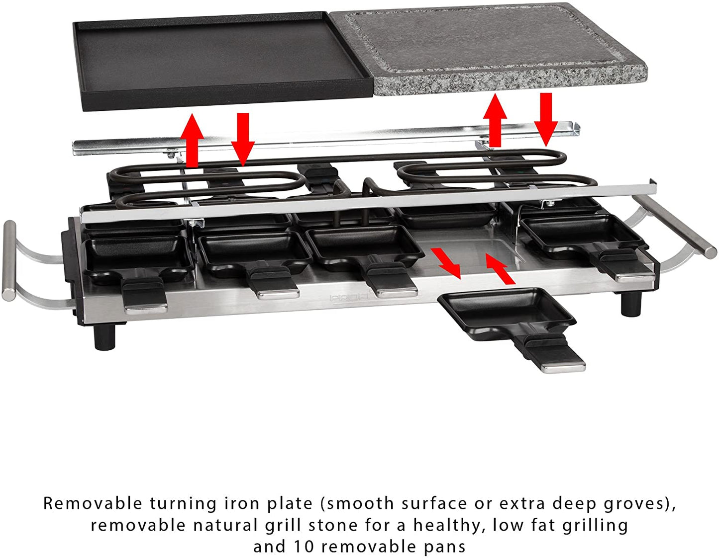Raclette-Grill PC-RG 1144, Schwarz-edelstahl