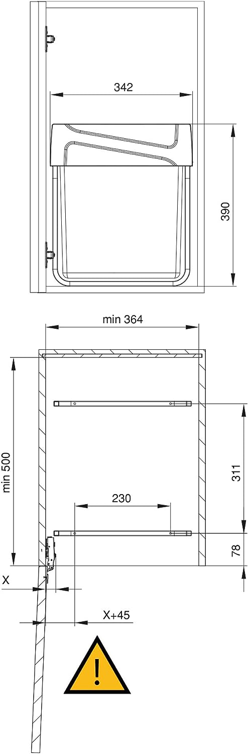 Küchenabfalleimer, Anthrazitgrau, Küchenabfallbeh, 2 x 20 litres
