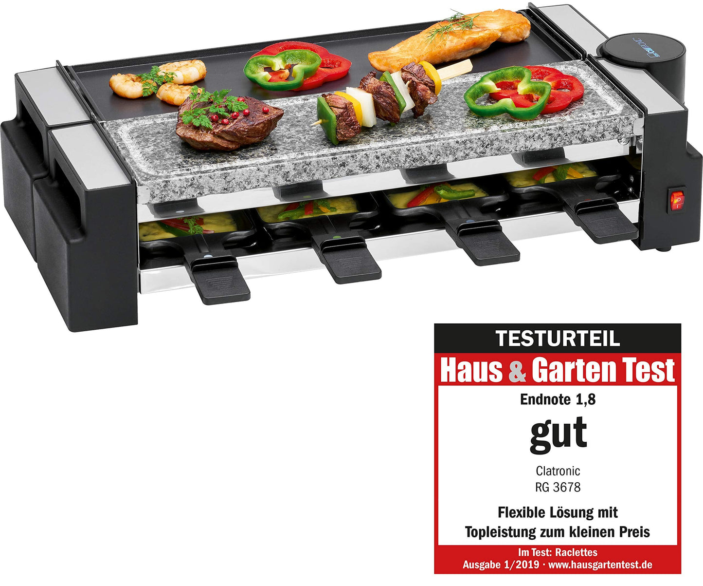 Raclette Grill mit heissem Stein RG 3678, Stein & Grillplatte + Drehgelenk