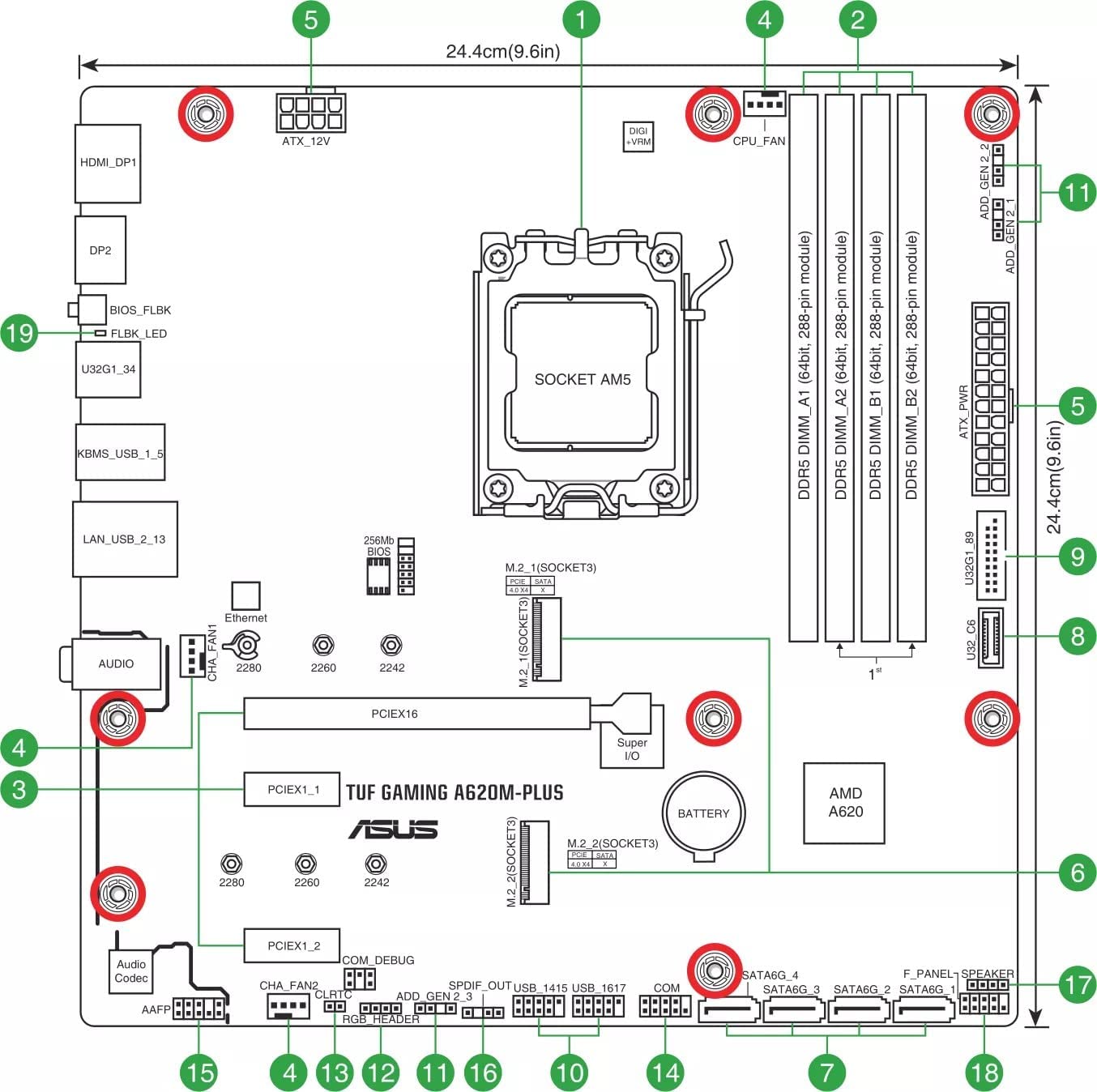 TUF GAMING A620M-PLUS, Mainboard