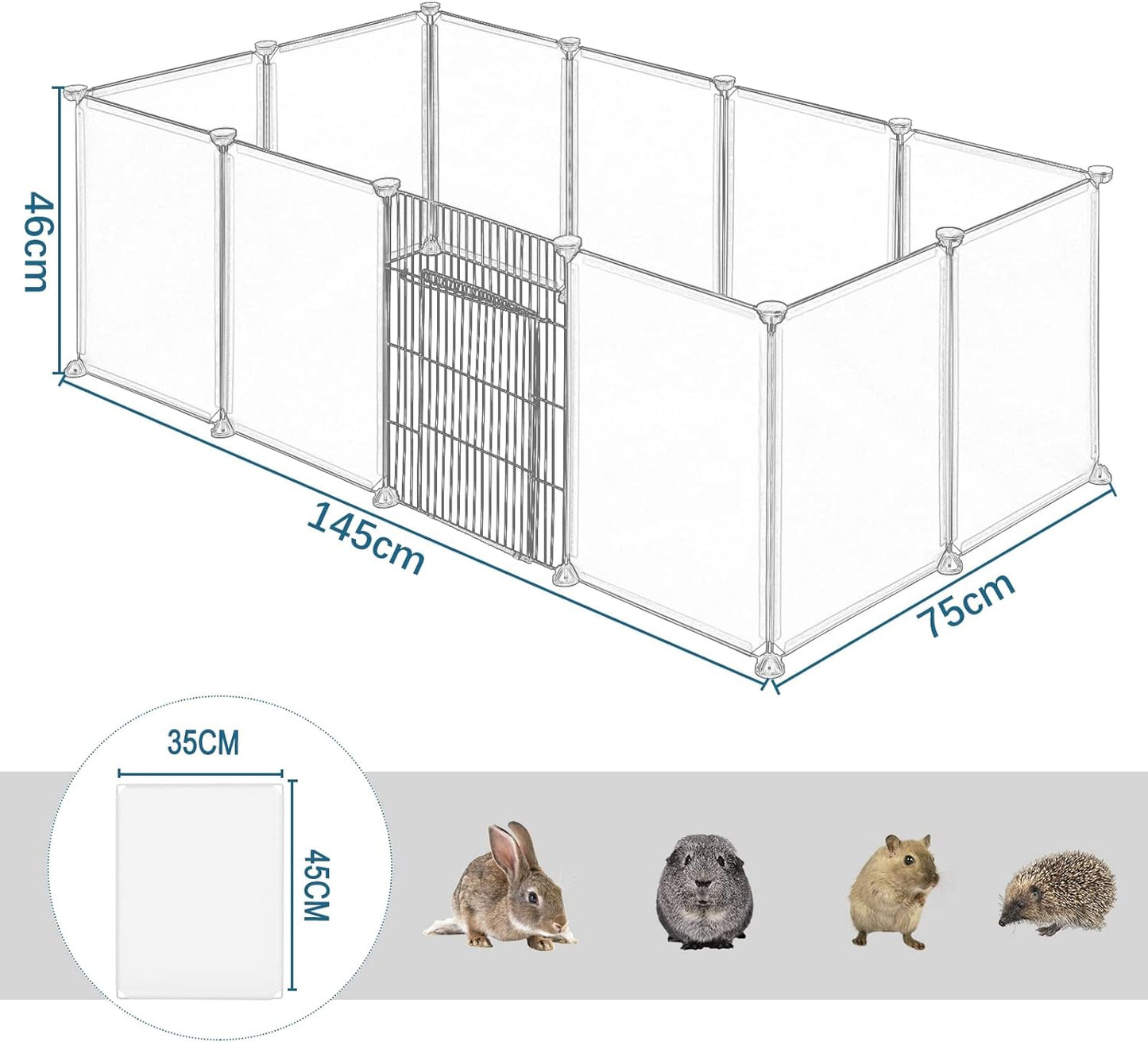 Freigehege für Kleintiere, Transparent; Mit Tür
