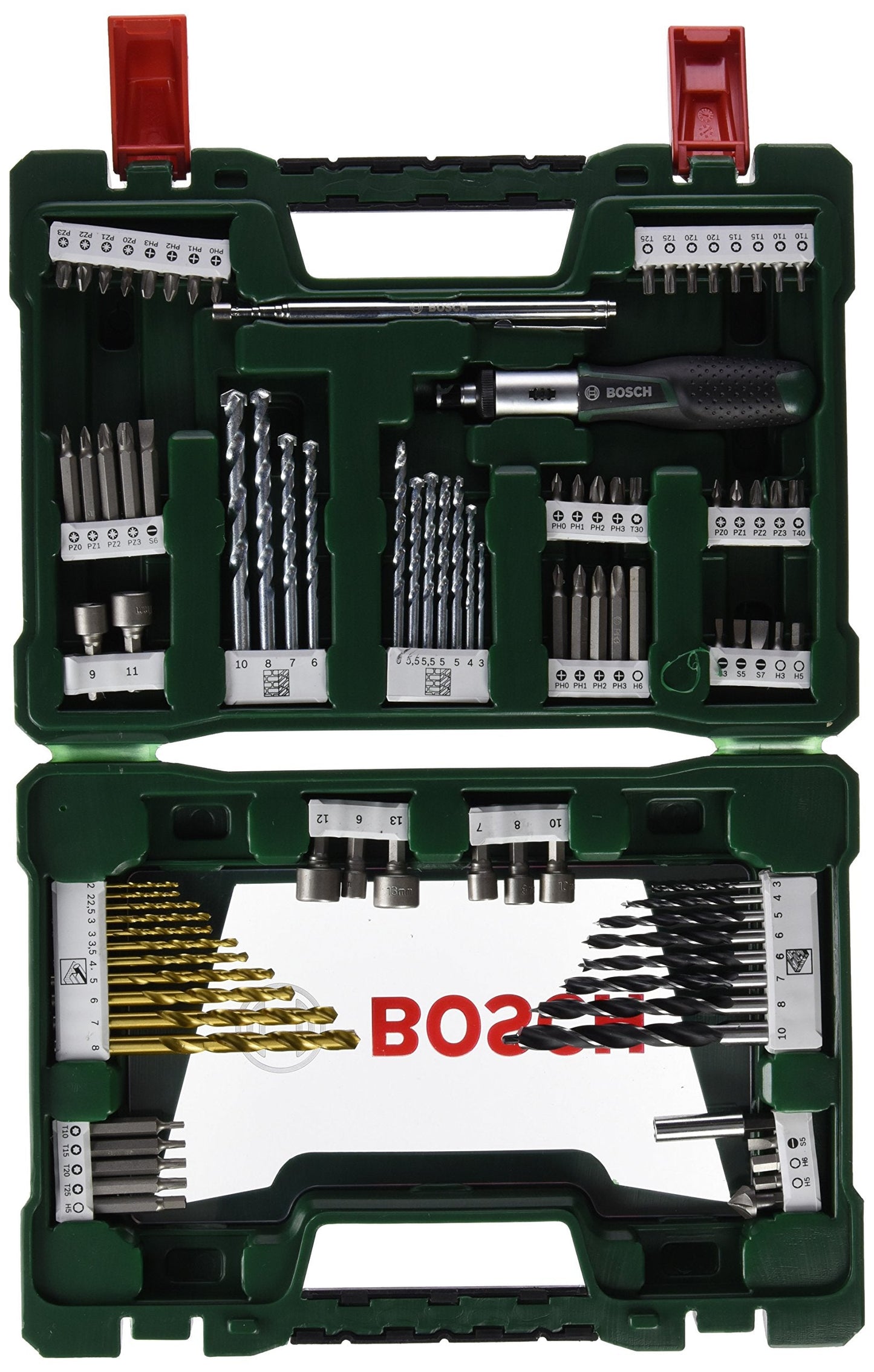 V-Line TIN Bohrer- / Bit-Set, 91-teilig, Bohrer- & Bit-Satz
