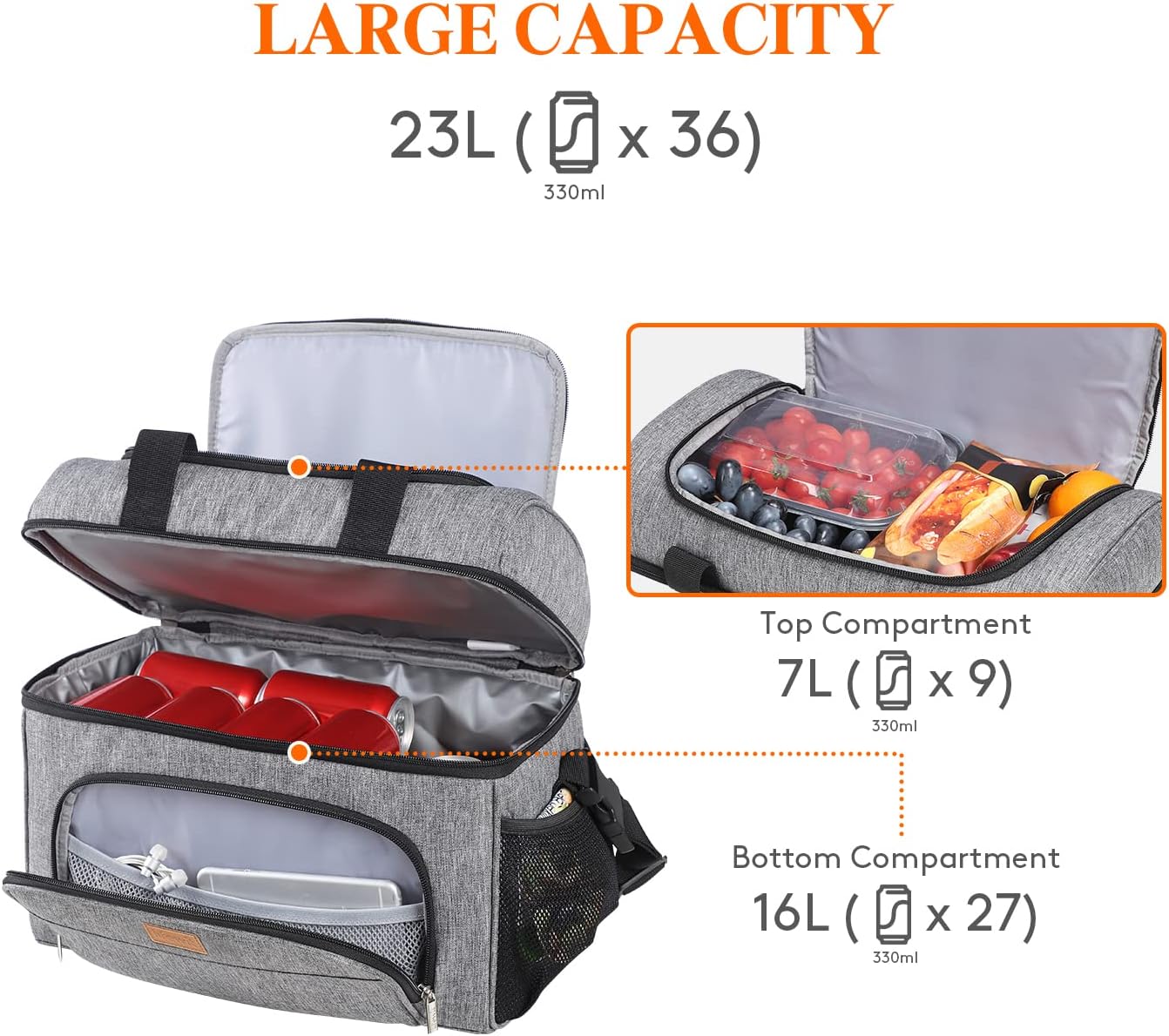 Kühltasche, grau, 23L
