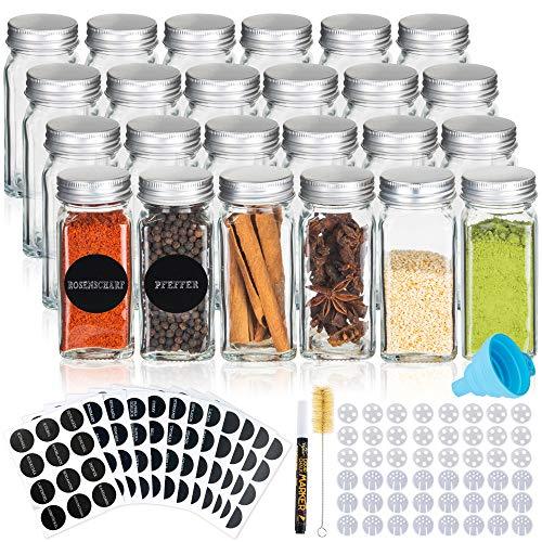 Gewürzgläser-Set mit Schraubkappe, 24 set, Deckel Alu