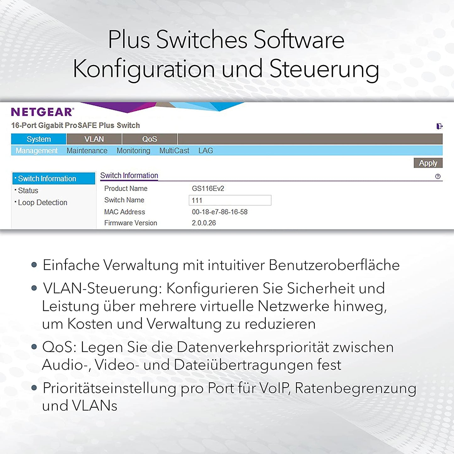 GS108E, Switch