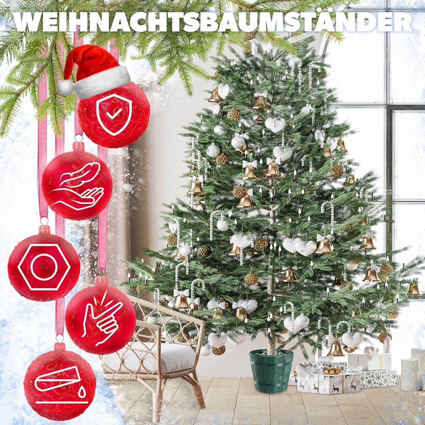 Weihnachtsbaumständer, Baumhöhe bis 240cm /Grün