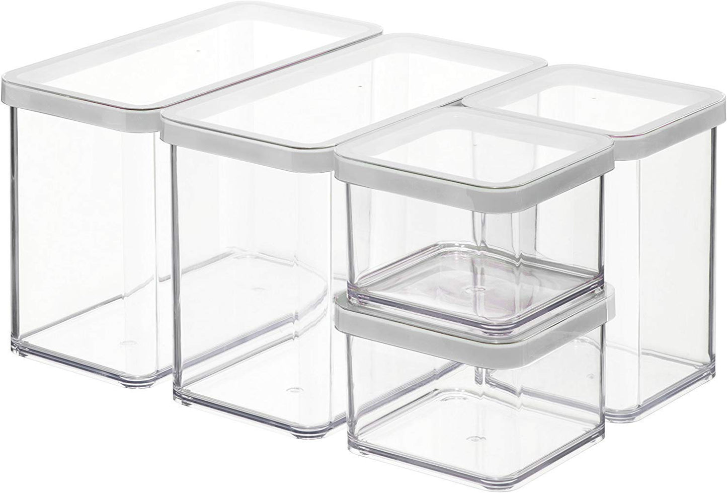 5-teiliges Set Aufbewahrungsdosen mit Deckel, Transparent/Weiss Starter-Set 5-teilig