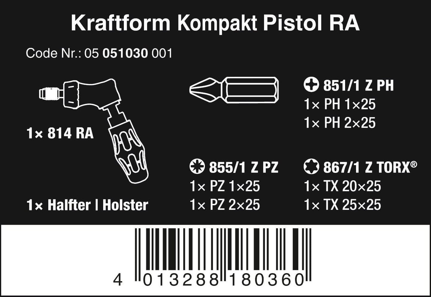 Kraftform Kompakt Pistol RA, 1/4", Schraubendreher