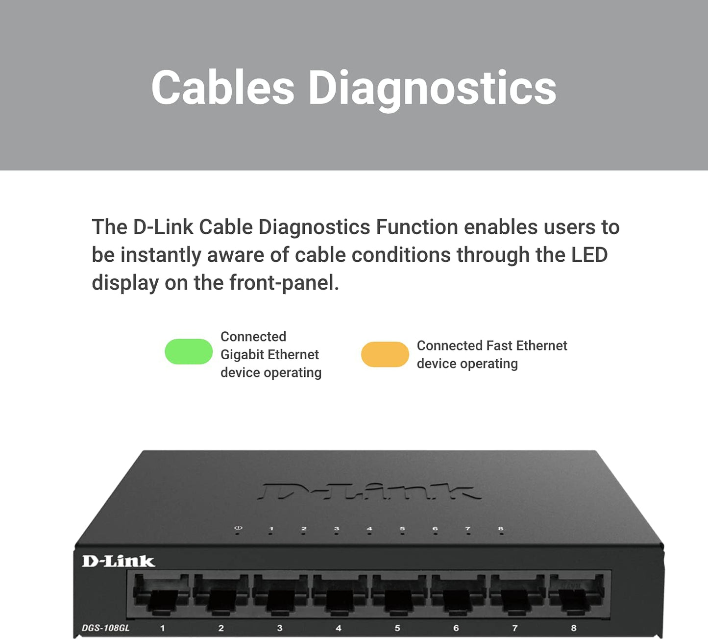 DGS-108GL/E, Switch, 8 Port|Gigabit Ethernet| Metallgehäuse