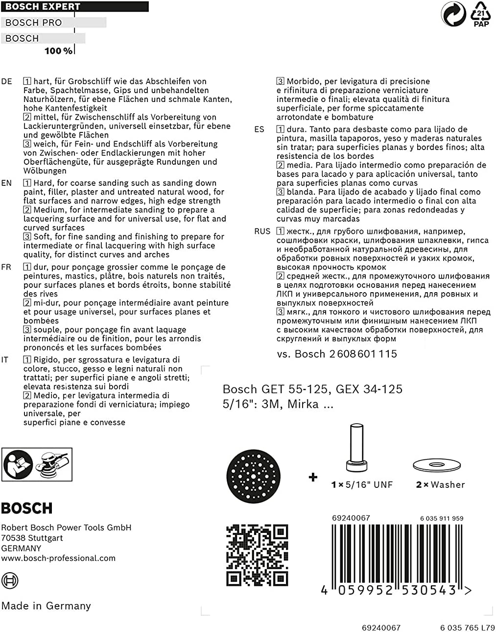 Expert Multiloch Universalstützteller, weich, Ø125mm, M8+5/16", Schleifteller