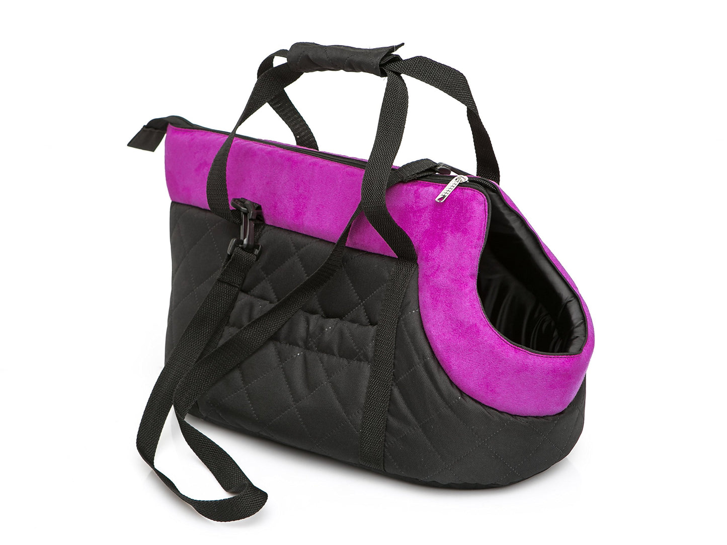 Hundetasche, L - 30x58x32 cm; Schwarz mit Pink