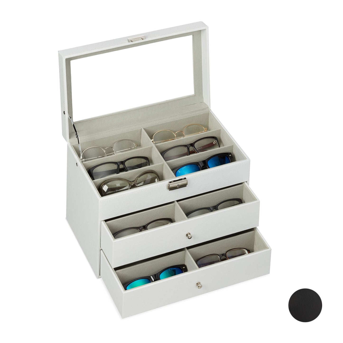 Brillenbox für 18 Brillen, Weiss