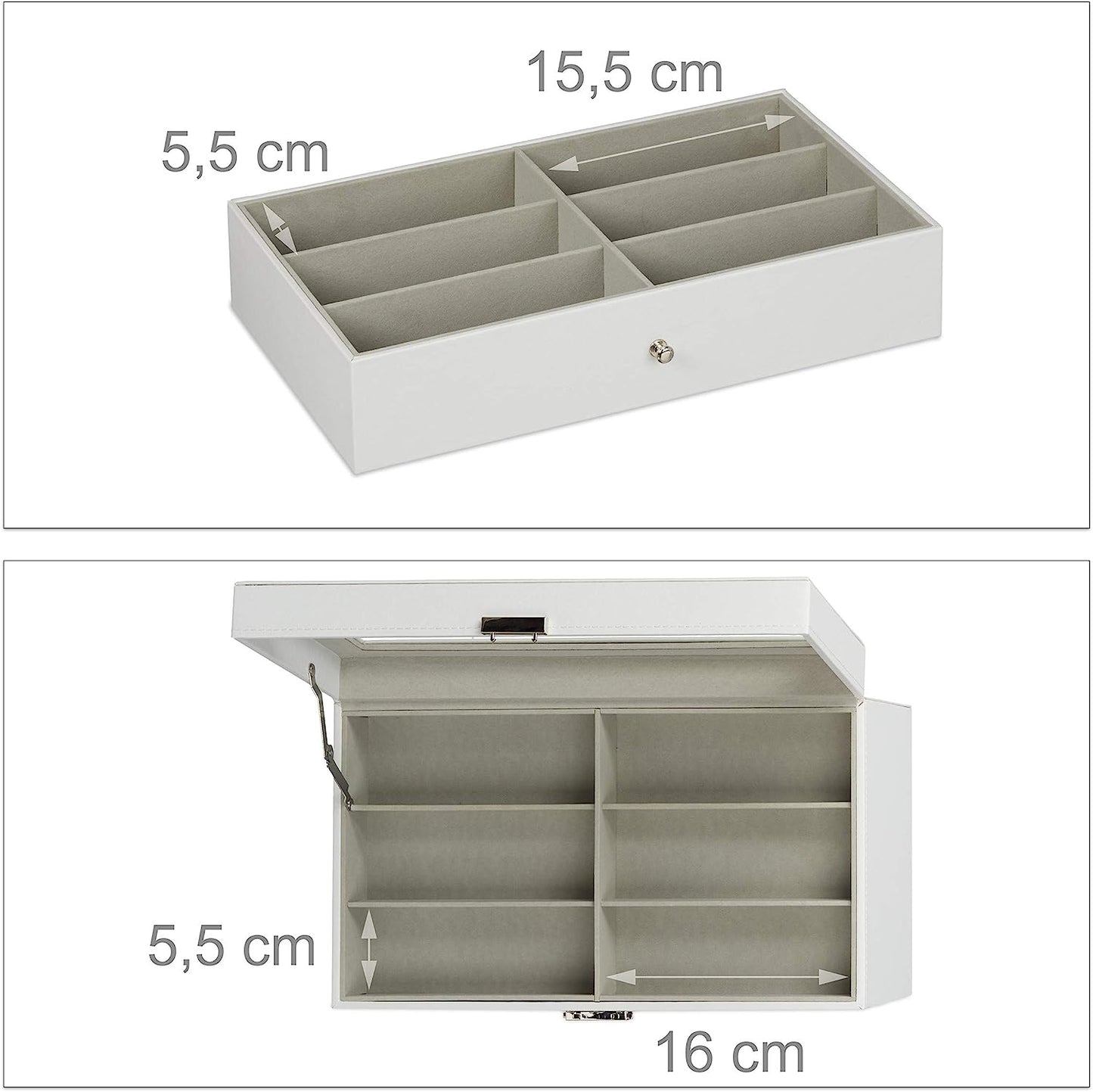 Brillenbox für 18 Brillen, Weiss